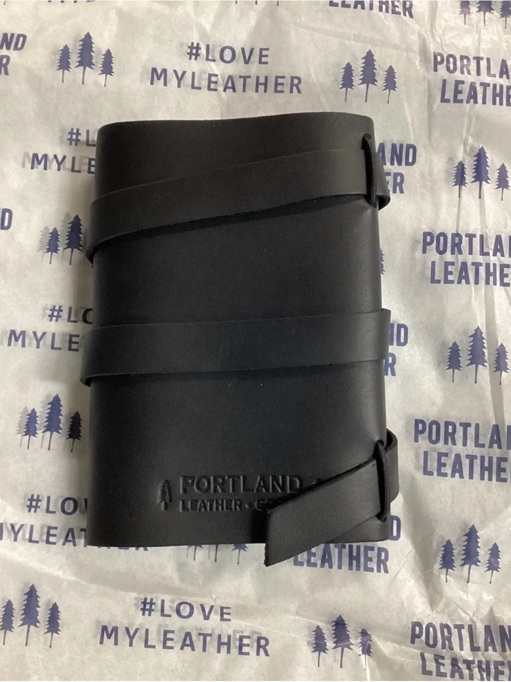 New Portland Leather Black Leather Wrap Journal